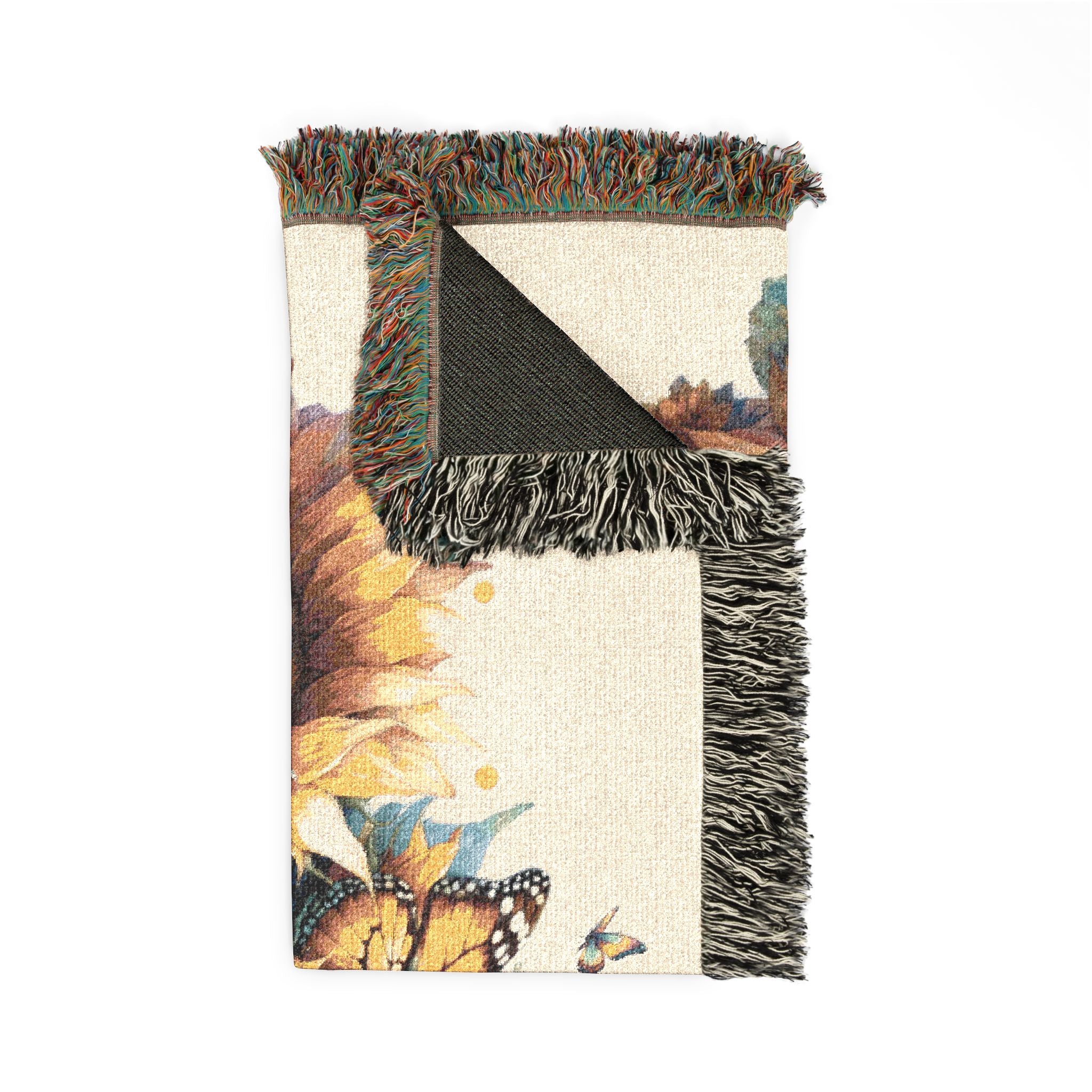 Sunflower & Butterfly Woven Blanket — Decorative Throw